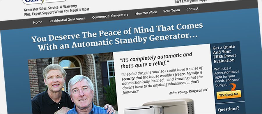 Generator services website design.