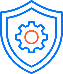 Security shield with gear icon