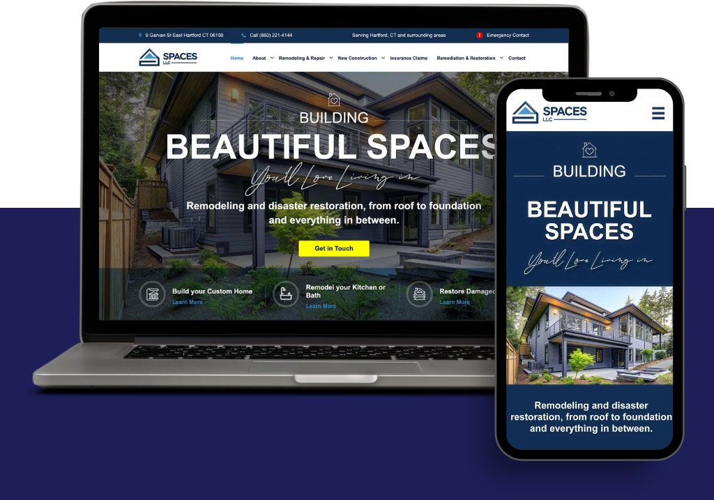 Screenshot of small business website for general contractor